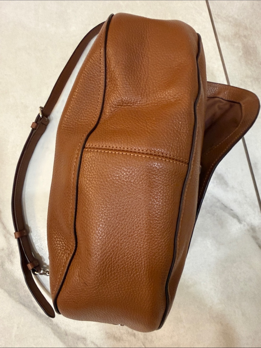 Coach Cognac Pebbled Leather Turnlock Shoulder Bag - Picture 4 of 6